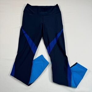 Nike Dri-Fit Full Length Ankle Leggings Womens Size Small Blue Stripe Mid Rise